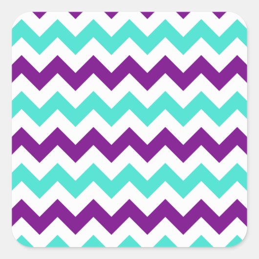 Sticker Carré Zigzag turquoise et violette (Devant)