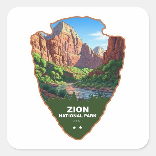 Sticker Carré Zion National Park Utah Arrowhead (Devant)