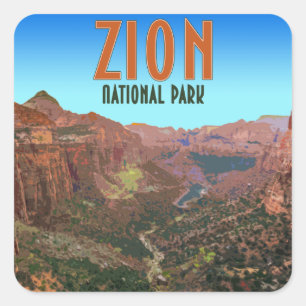 Sticker Carré Zion National Park Utah Vintage