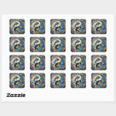 Sticker Carré Zodiac - Poissons de poisson Yin et Yang (Feuille)