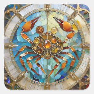 Sticker Carré Zodiaque - Cancer Le Crabe