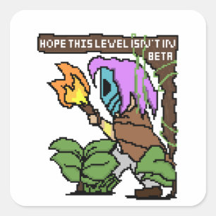 Sticker Carré Zoe Pixel Sign - "Niveau Bêta"