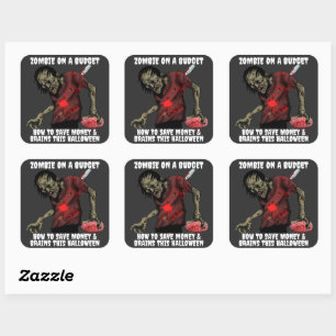 Sticker Carré Zombie À L'Halloween Budget