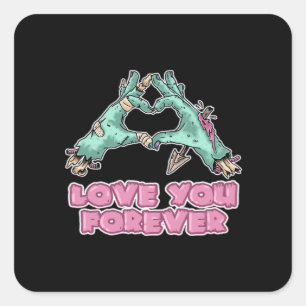 Sticker Carré Zombie Classic - Squelette Coeur Et Mains