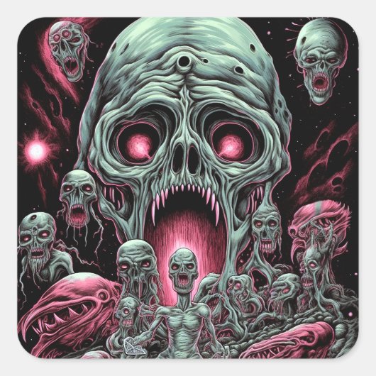 Sticker Carré Zombie Créations Sci-fi Horror Art (Devant)