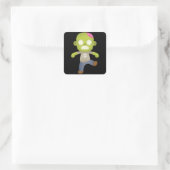 Sticker Carré Zombie de dessin animé mignon (Sac)