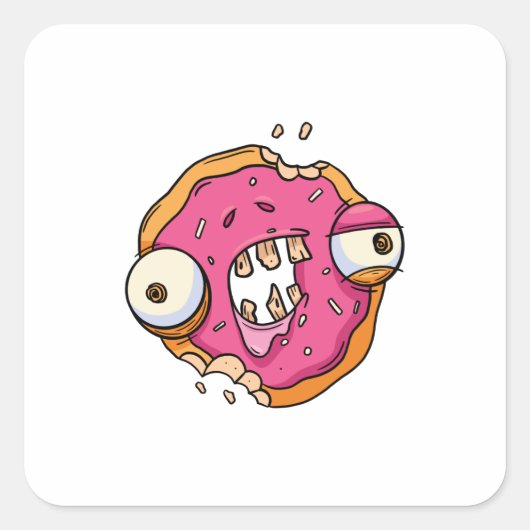 Sticker Carré Zombie Donut Cool (Devant)