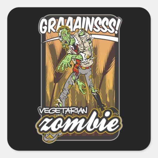 Sticker Carré Zombie végétarien (Devant)