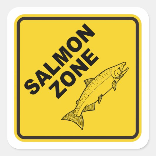 Sticker Carré Zone de pêche saumon (Devant)