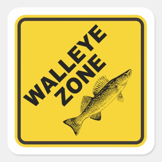 Sticker Carré Zone de pêche Walleye (Devant)