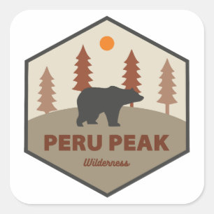 Sticker Carré Zone sauvage de Peru Peak Vermont Ours
