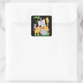 Sticker Carré Zoo Animaux Animaux Animaux Fête D'Anniversaire Un (Sac)