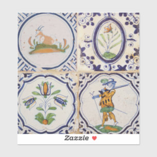 Sticker Carreaux de Delft hollandais vintage 17e siècle ar