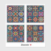 Sticker Carreaux de mosaïque Fleur 29 - 32 (Feuille)