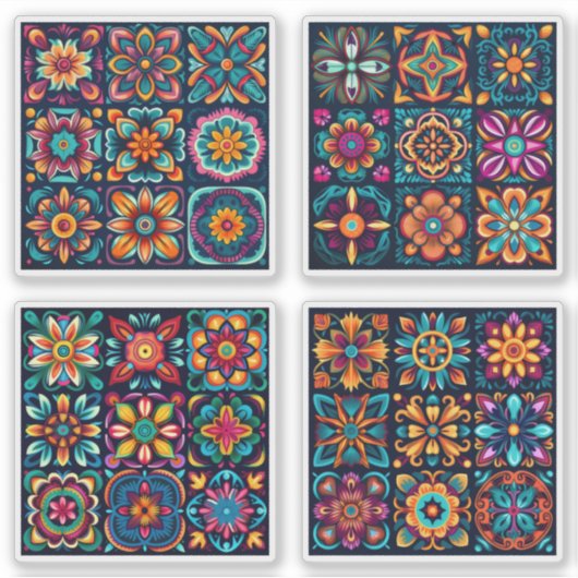 Sticker Carreaux de mosaïque Fleur 29 - 32 (Devant)