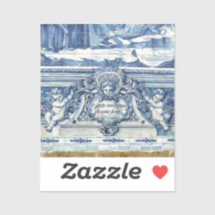 Sticker Carreaux portugais bleus avec deux anges