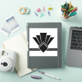 Sticker Carrelage Art déco noir blanc Ventilateur et colle (Couverture iPad)