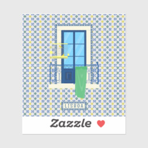 Sticker Carrelage portugais et balcon de fenêtre avec oise