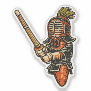 Sticker Carrot Kendo — Arts Martiaux Drôles de Légumes