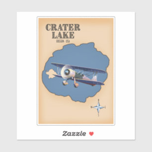 Sticker Carte ancienne du lac Crater Oregon États-Unis