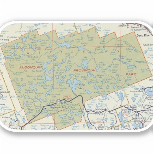 Sticker Carte ancienne du parc Algonquin (Devant)