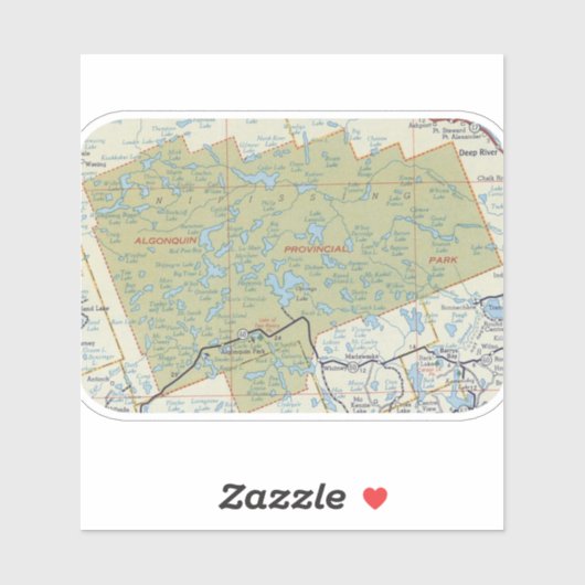 Sticker Carte ancienne du parc Algonquin (Feuille)