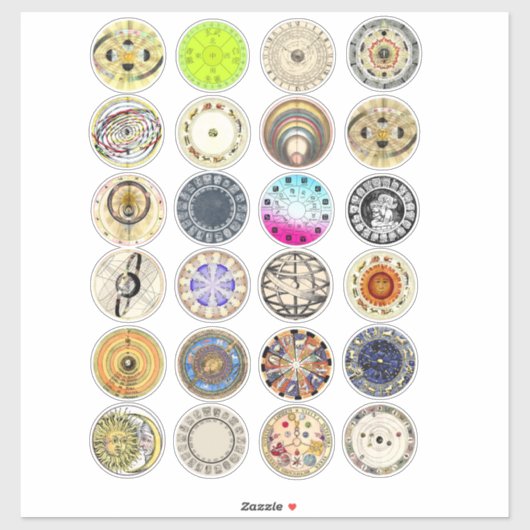 Sticker carte astrologique du zodiaque collage d'art céles (Feuille)