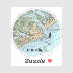 Sticker Carte Atlantic City New Jersey