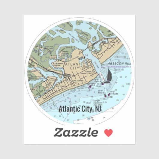Sticker Carte Atlantic City New Jersey (Feuille)