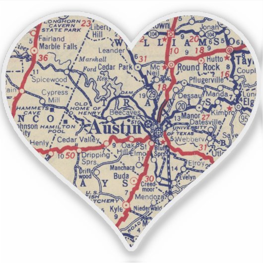 Sticker Carte Austin Texas 1941 (Devant)