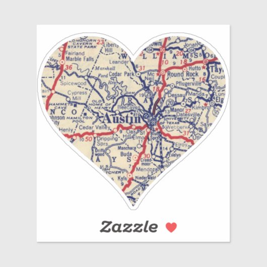 Sticker Carte Austin Texas 1941 (Feuille)