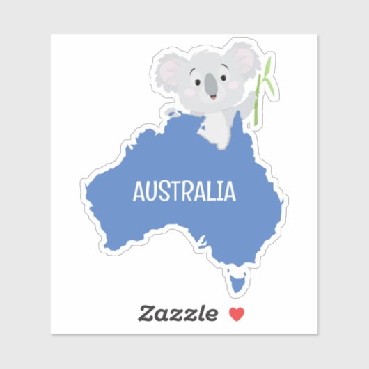 Sticker Carte Australie personnalisée avec Grey Koala (Feuille)