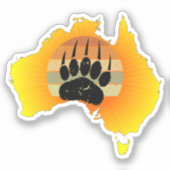 Sticker Carte Australie Sunny Ours Avec Sunset Rétro (Recto)