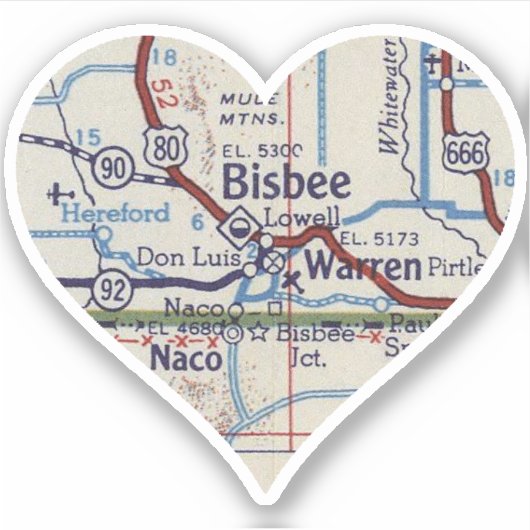 Sticker Carte Bisbee AZ (Devant)