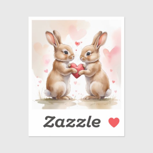 Sticker Carte Bunny romantique (Feuille)