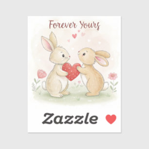 Sticker Carte Bunny romantique - Pour toujours votre