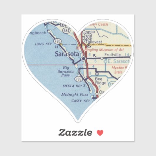 Sticker Carte classique de la Floride Sarasota (Feuille)