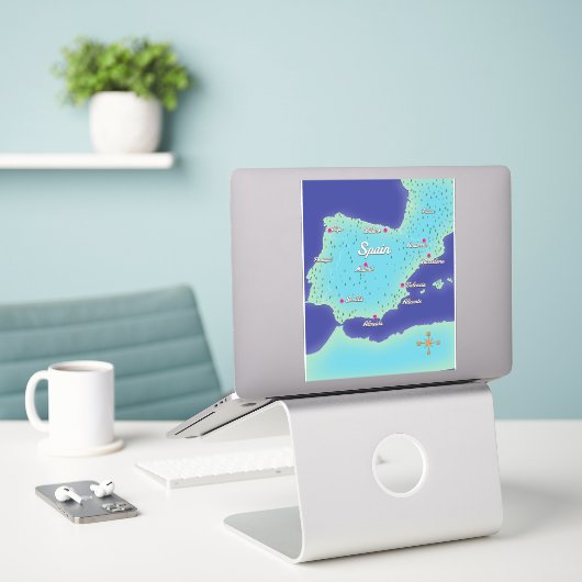 Sticker Carte Classique De L'Espagne (Ordinateur portable sur le bureau)