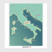 Sticker Carte Classique De L'Italie (Feuille)