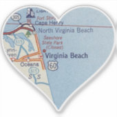 Sticker Carte classique de Virginia Beach (Devant)