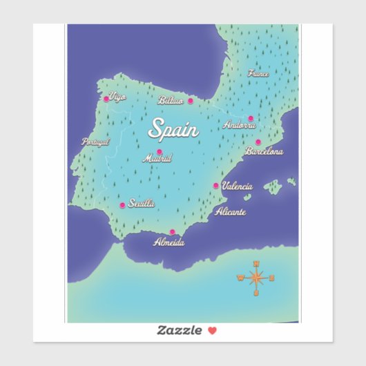 Sticker Carte Classique d'Espagne (Feuille)