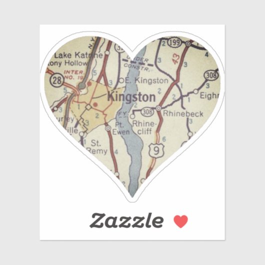 Sticker Carte classique Kingston NY (Feuille)