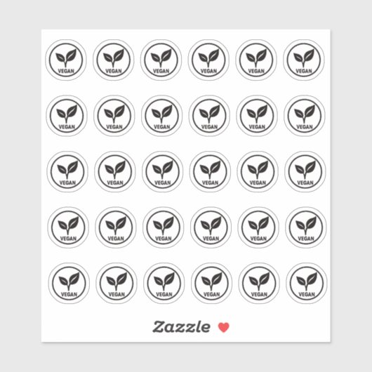 Sticker Carte de choix de menu de mariage vegan mini-repas (Feuille)