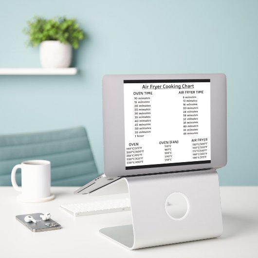 Sticker Carte de conversion Air Fryer (Celsius/Fahrenheit) (Ordinateur portable sur le bureau)