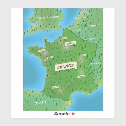 Sticker Carte De France (Feuille)