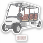 Sticker Carte de golf / dessin animé en voiturette de golf (Recto)
