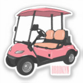 Sticker Carte de golf / dessin animé en voiturette de golf (Recto)