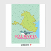 Sticker Carte de Kalmoukie Russie (Feuille)