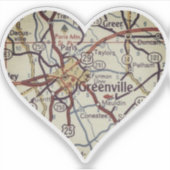 Sticker Carte de la Caroline du Sud de Greenville (Devant)