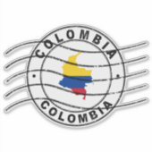 Sticker Carte de la Colombie, Timbre de passeport postal (Devant)